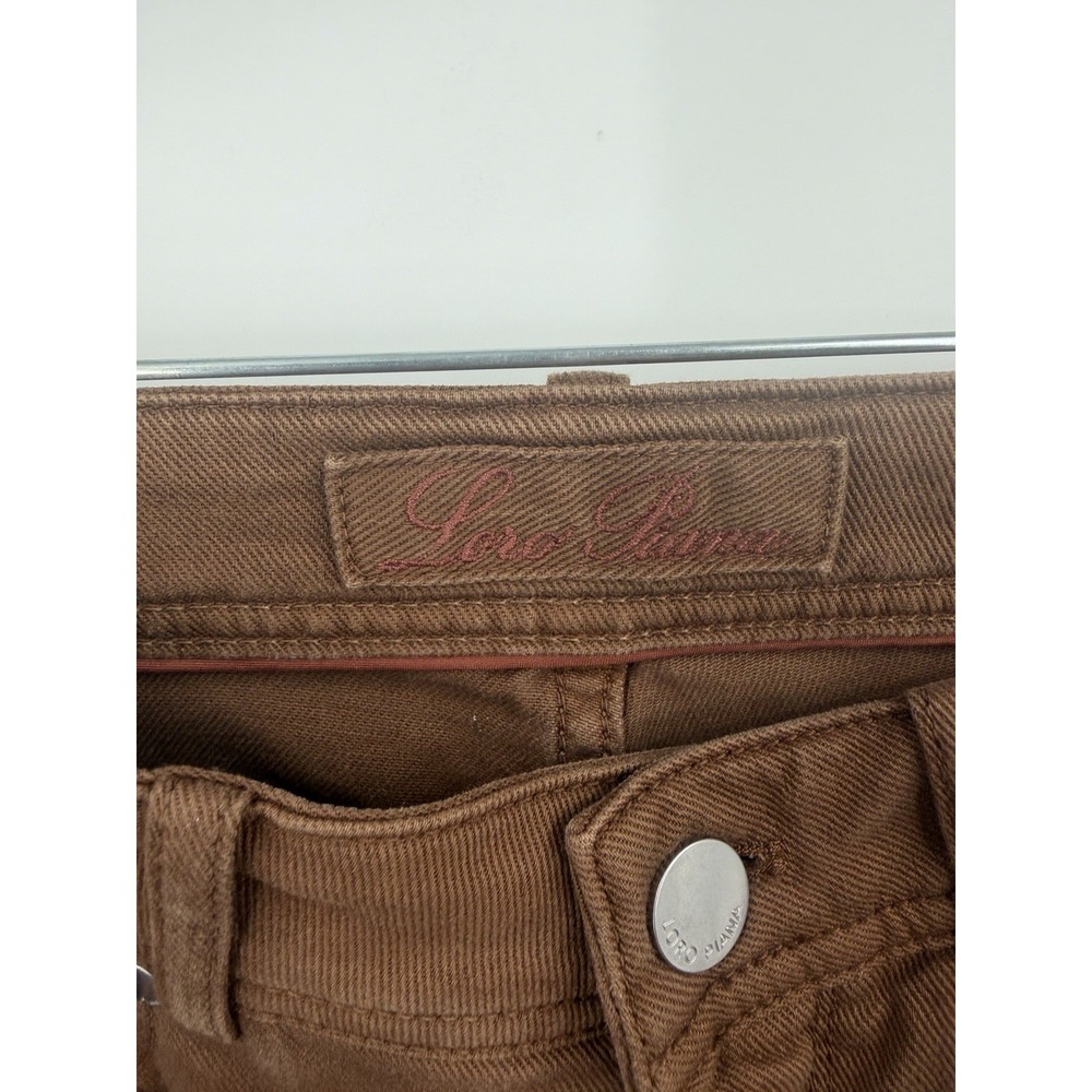 Loro Piana Pants Womens 40 Brown Cotton Stretch Slim Leg Jeans Made Italy Luxury - Picture 8 of 11